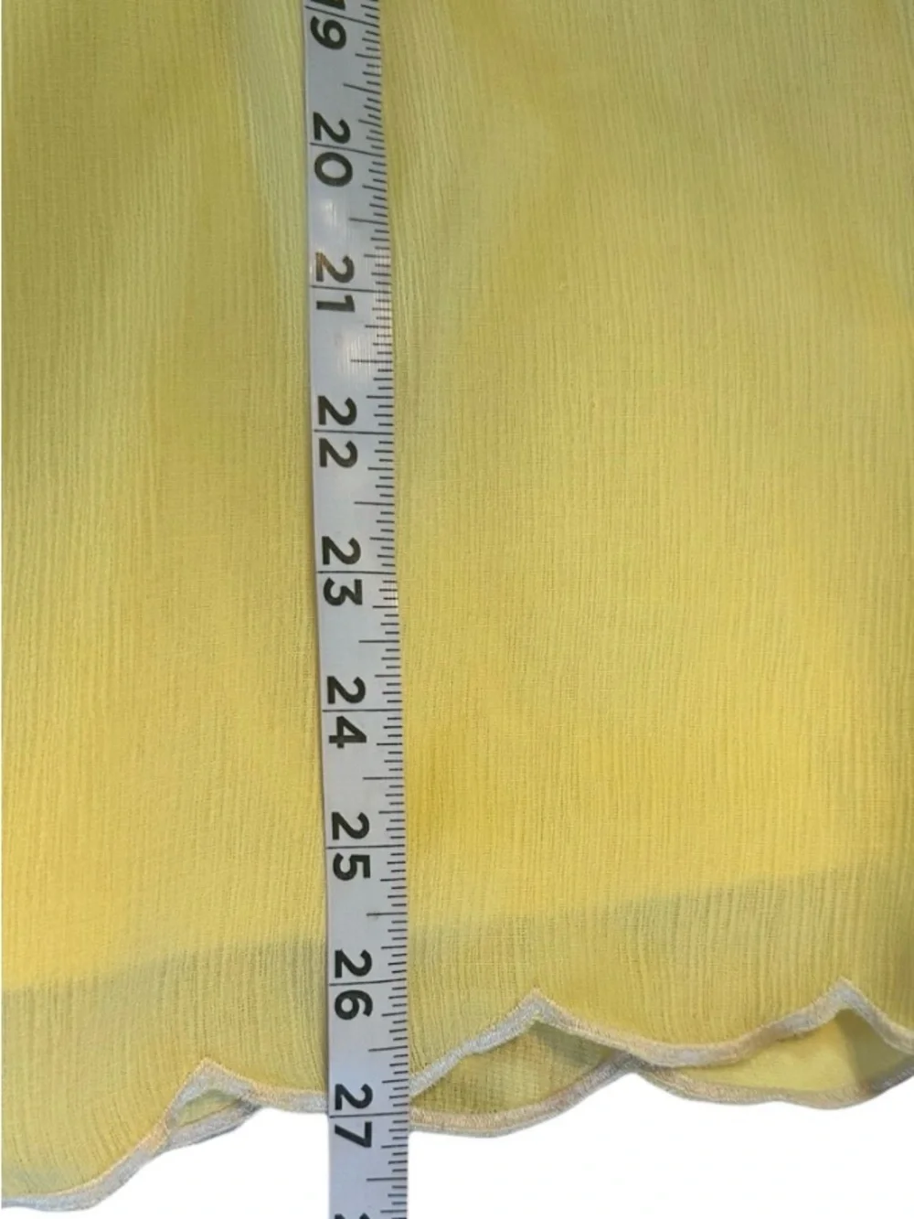 AS U Wish Butter Yellow Off Shoulder Dress Scallop Hem Chiffon Mini Dress Size S